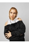 Трикотажный спортивный костюм с пайетками черный 